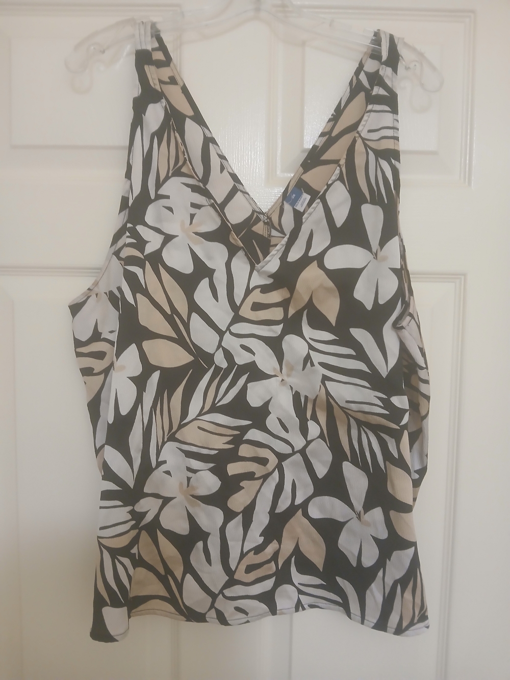 Old Navy Black, White & Tan Tropical Print Sleeveless Top - 3X